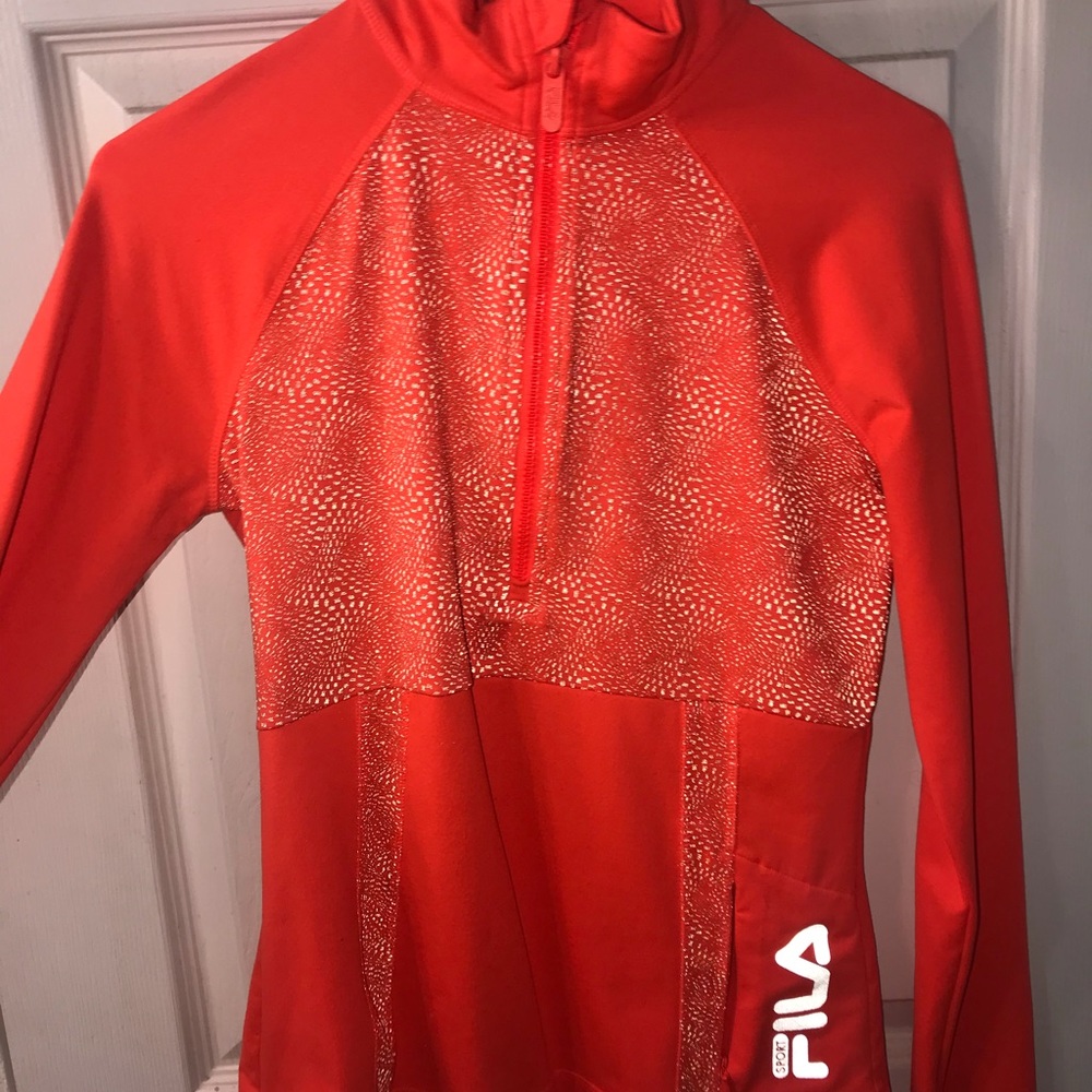 Orange Fila running half- zip up